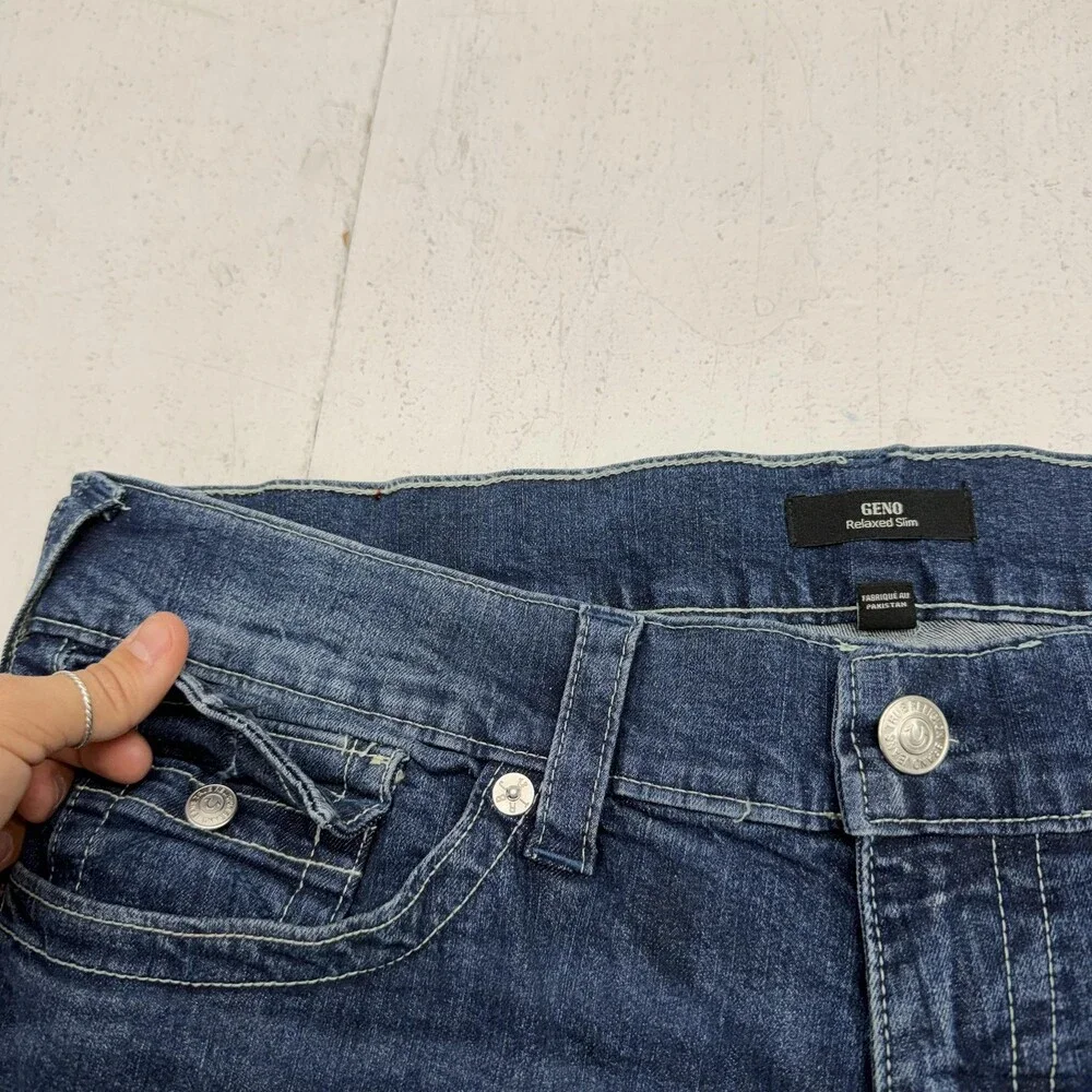 True Religion Geno Relaxed Slim Jeans Mens 36x32 Blue Medium Wash Denim Pants